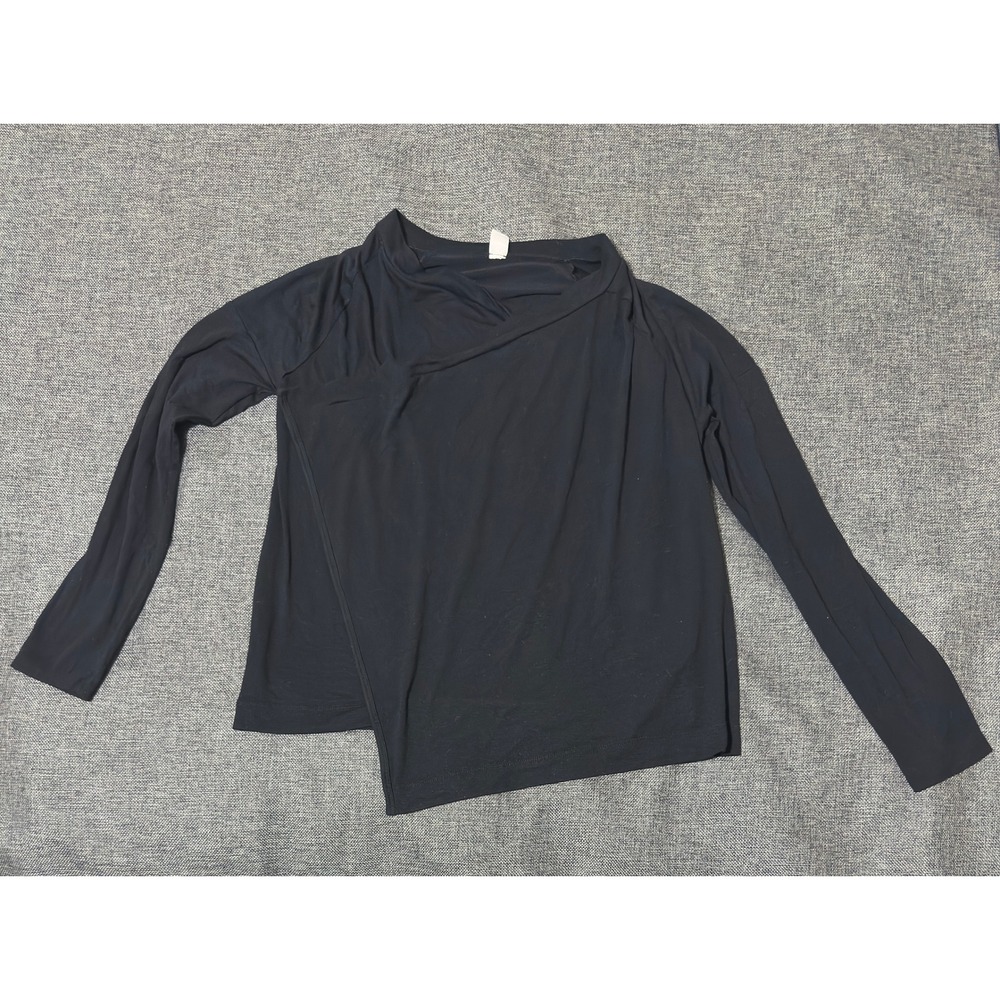 Old Navy Womens M Top Long Sleeve Asymmetric Hem Black
